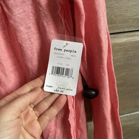 NEW NWT Free People We The Free Down Under Oversized Linen Henley Top Shirt - Picture 4 of 5